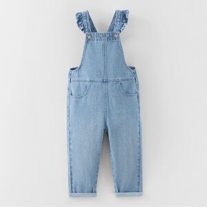 Zara kids ruffled denim overalls